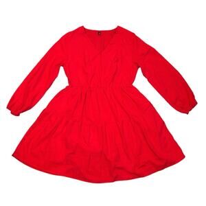Red Gauzy Linen Dress Red Size Medium